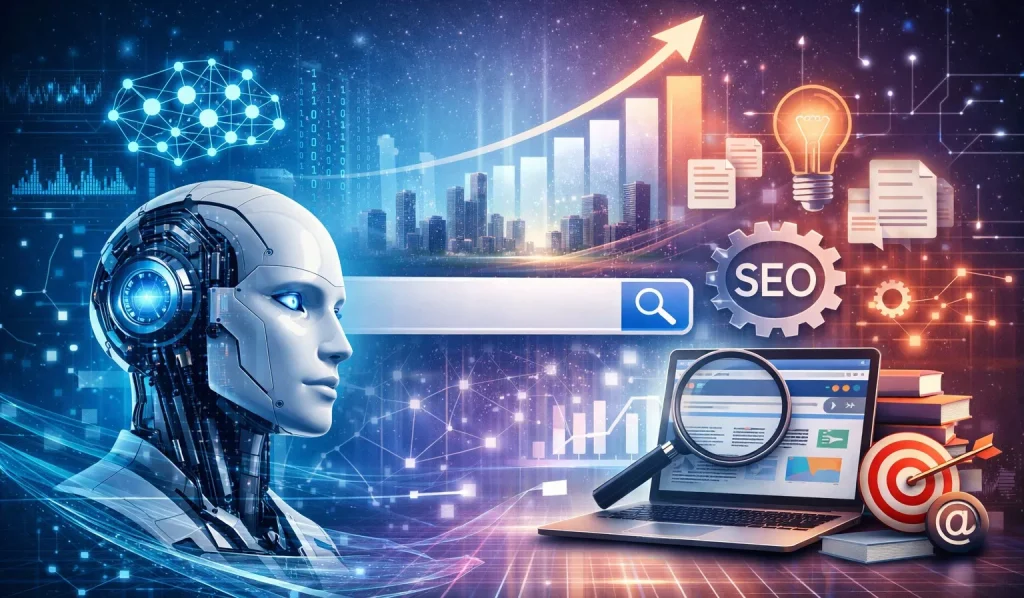 graphic of AI and SEO