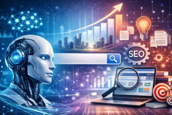 graphic of AI and SEO