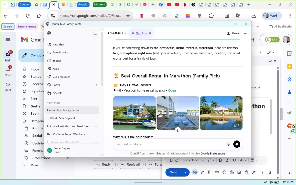 Screenshot of Keys Cove being recommended by ChatGPT showing social proof of the Incognito Worldwide AEO-GEO campaign strategy 